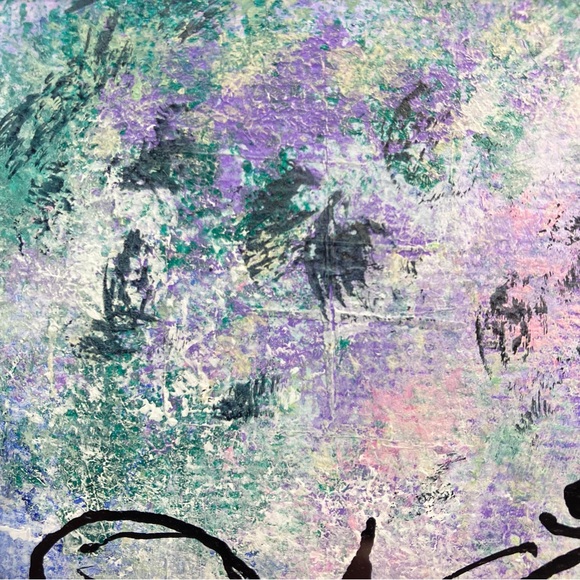 Original Abstract Framed Acrylic Floral Line Art Painting, 5x7" - Picture 4 of 14